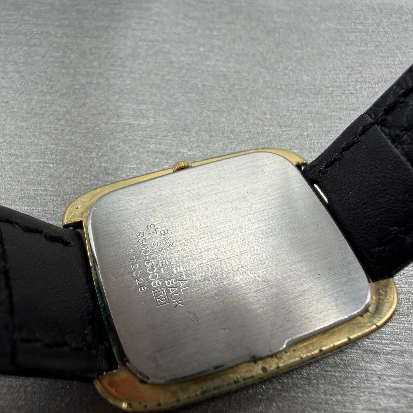 Seiko Lassale Tank Watch Men 26mm Gold Dial Gold Tone Rectangle New Battery HI99