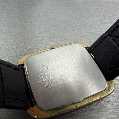Seiko Lassale Tank Watch Men 26mm Gold Dial Gold Tone Rectangle New Battery HI99