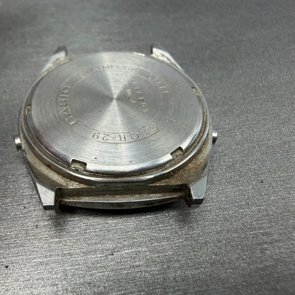 Casio 31QR29 Watch Men 34mm Digital Silver Tone Daydate Round New battery VTG9