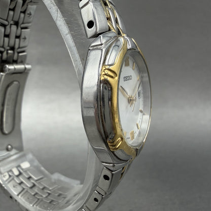 Seiko Watch Women 26mm Silver Dial Two Tone Date Round 7n820at0 New Battery3
