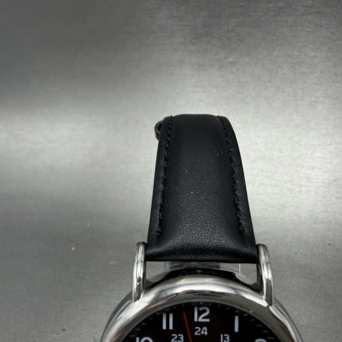 Timex Weekender Watch Men 38mm Black Dial Silver Tone Indiglo New Battery AB1234