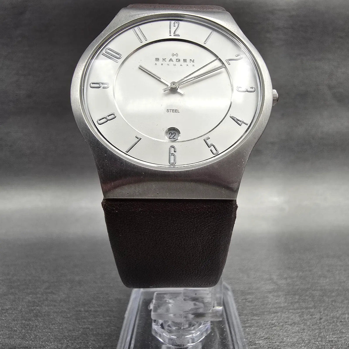 Skagen Grenen Watch Men 42mm Silver Dial Silver Tone Date 233XXLSL New Battery5