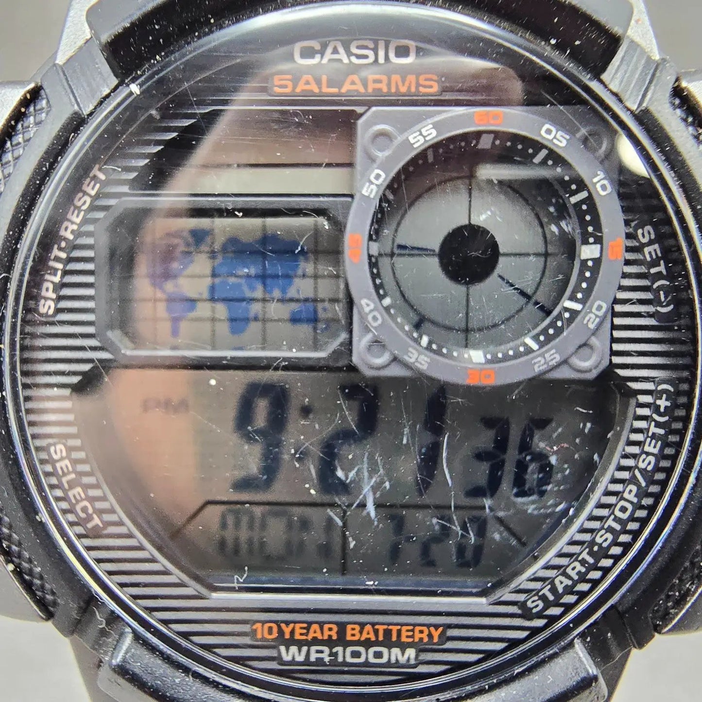 Casio AE-1000W Watch Men 44mm Black Dial Gray Black World Time Digital READ!!!!!1