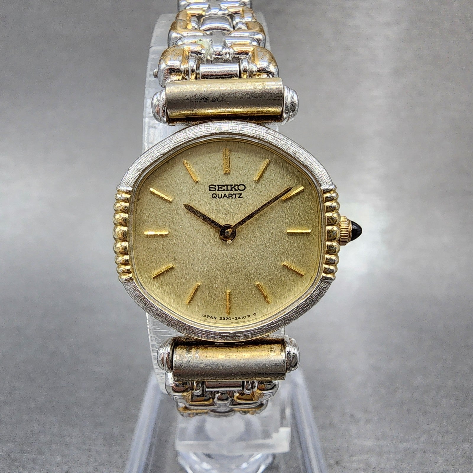 Seiko Watch Women 22mm Champagne Dial Two Tone Hexagon 23206190 New Battery0