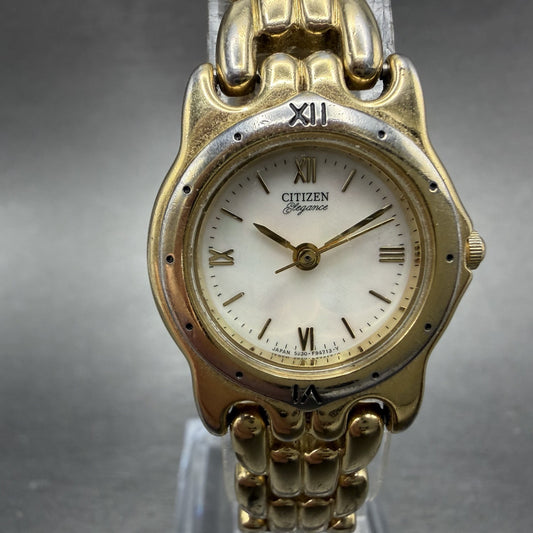 Citizen Elegance Watch Women 23mm MOP Dial Gold Tone Round 5930-F91342 New Batt0
