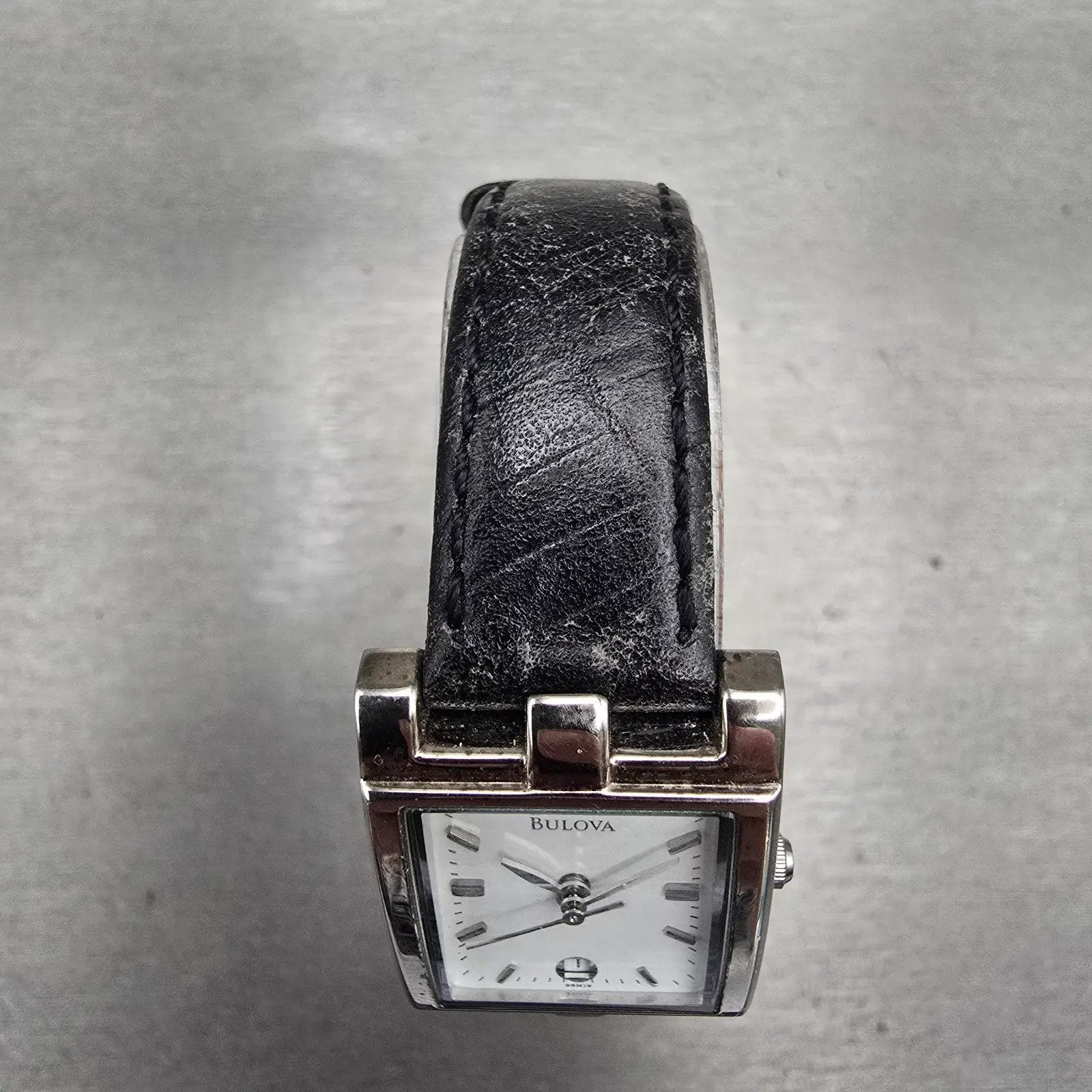 Bulova Watch Women 20mm White Dial Silver Tone Date Rectangle 96M19 New Battery4