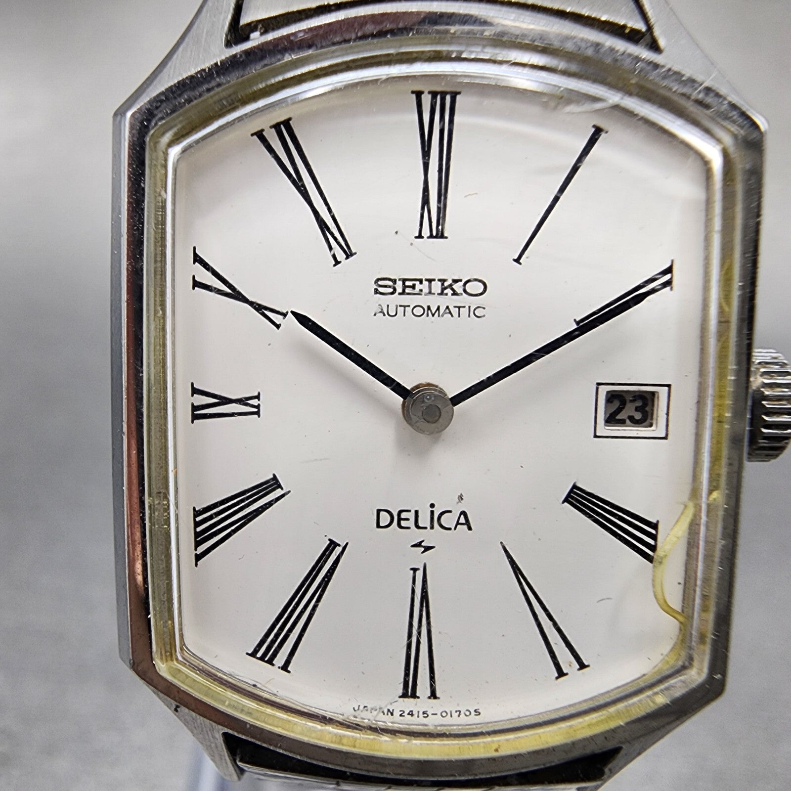 Seiko Delica Automatic Watch Women 24mm White Dial Silver Tone Date 241530301