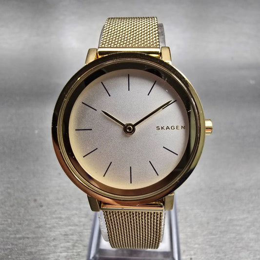 Skagen Hald Watch Women 26mm White Dial Gold Tone Round SKW2443 New Battery0