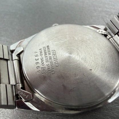 Seiko Tank Watch Men 33mm Black Dial Silver Tone Daydate V743-5A00 New Battery 19