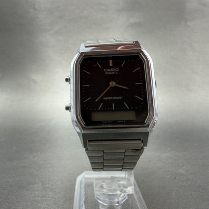 Casio AQ-230 Watch Men 30mm Black Dial Steel Alarm Chrono Analog Digital PARTS6