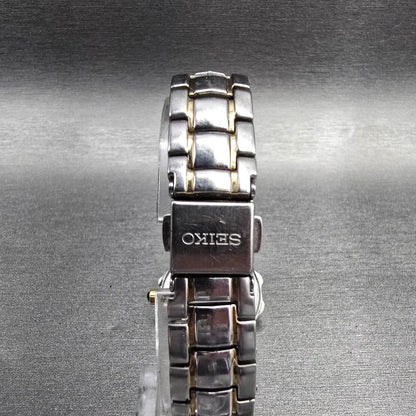 Seiko Coutura Watch Women 26mm MOP Dial Two Tone Date Diamond 7N82-0CG0 NewBat L7
