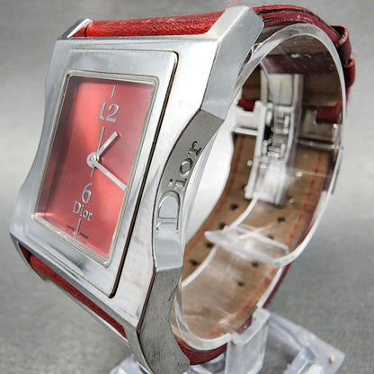 Christian Dior 47 Watch Women 30mm Red Dial Stainless Steel Swiss new Battery