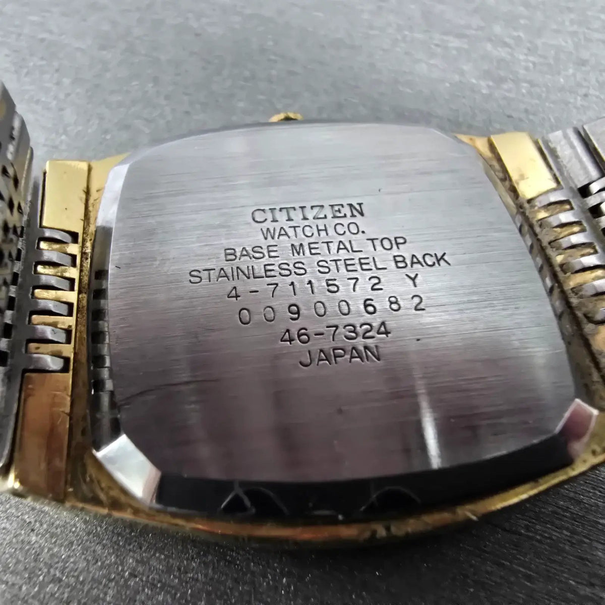 Citizen CQ Watch Men 32mm Gold Dial Gold Tone Rectangle 4-711572 Tank VTG PARTS10