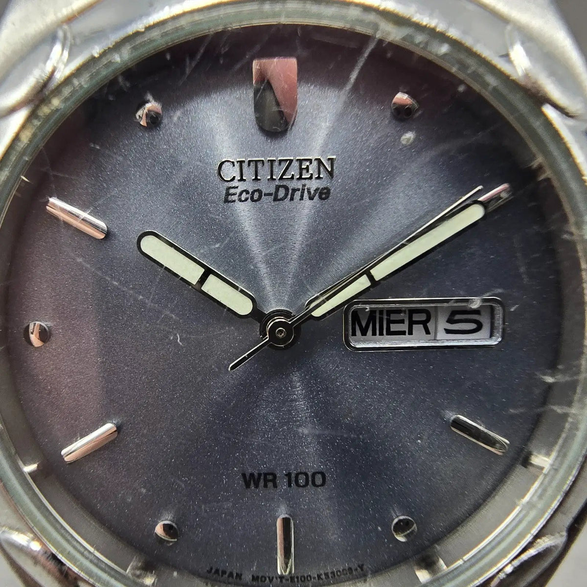 Citizen Eco-Drive Watch Men 36mm Silver Dial Steel Daydate Round E101-K17535 JP1