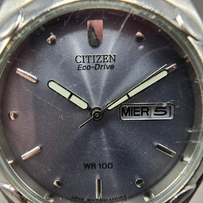 Citizen Eco-Drive Watch Men 36mm Silver Dial Steel Daydate Round E101-K17535 JP1