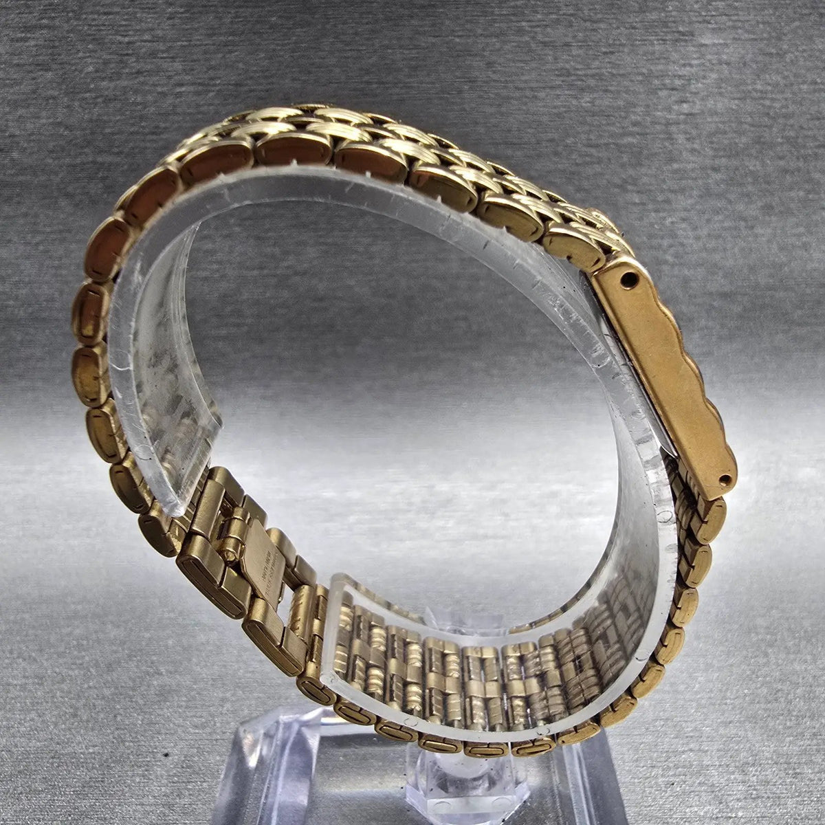 Bulova Watch Women 14mm Gold Dial Gold Tone Rectangle 97P13 New Battery JP238