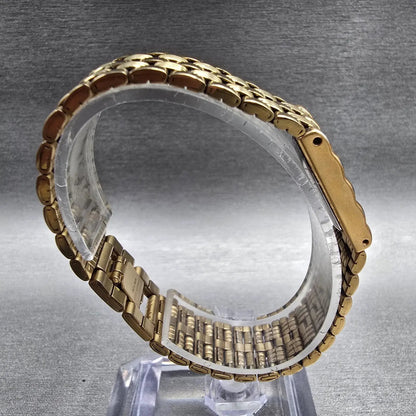 Bulova Watch Women 14mm Gold Dial Gold Tone Rectangle 97P13 New Battery JP238