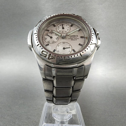 Casio MTD1046 Dive Watch Men 38mm Silver Dial Silver Tone Daydate PARTS6