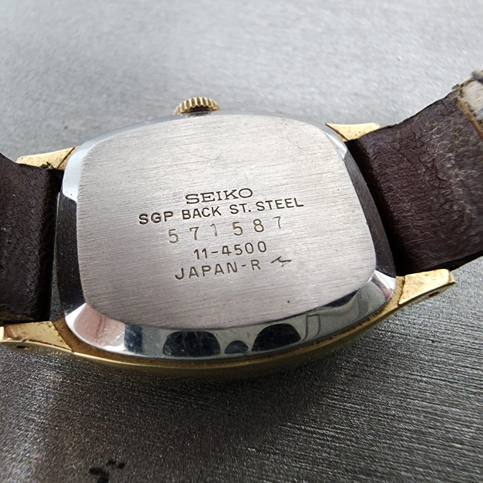 Seiko Socie Tank Watch Women 23mm Champagne Dial Gold Tone Manual 114500 Runs9