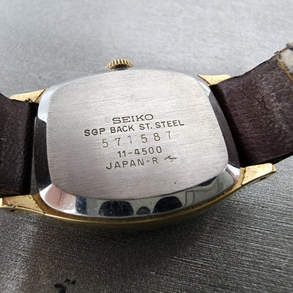 Seiko Socie Tank Watch Women 23mm Champagne Dial Gold Tone Manual 114500 Runs9