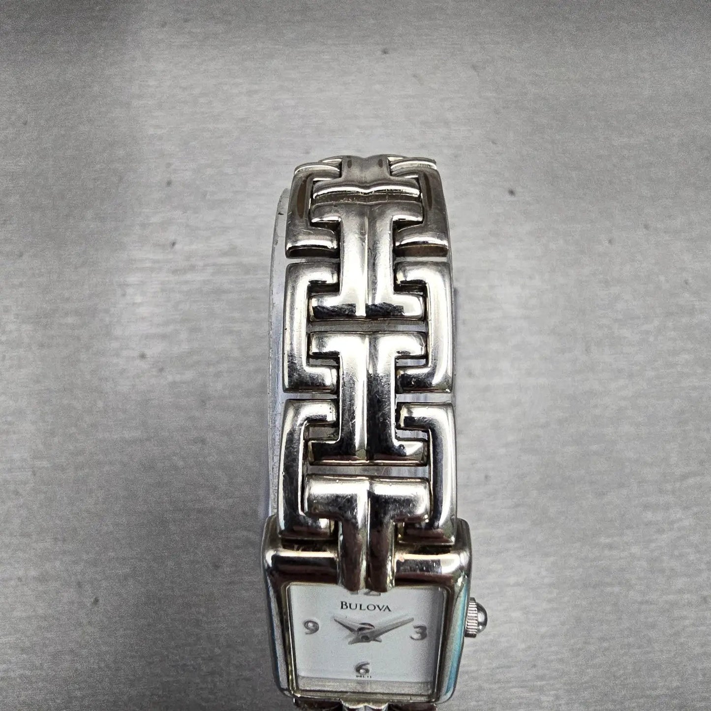 Bulova Watch Women 16mm White Dial Silver Tone Rectangle New Battery Vintage4
