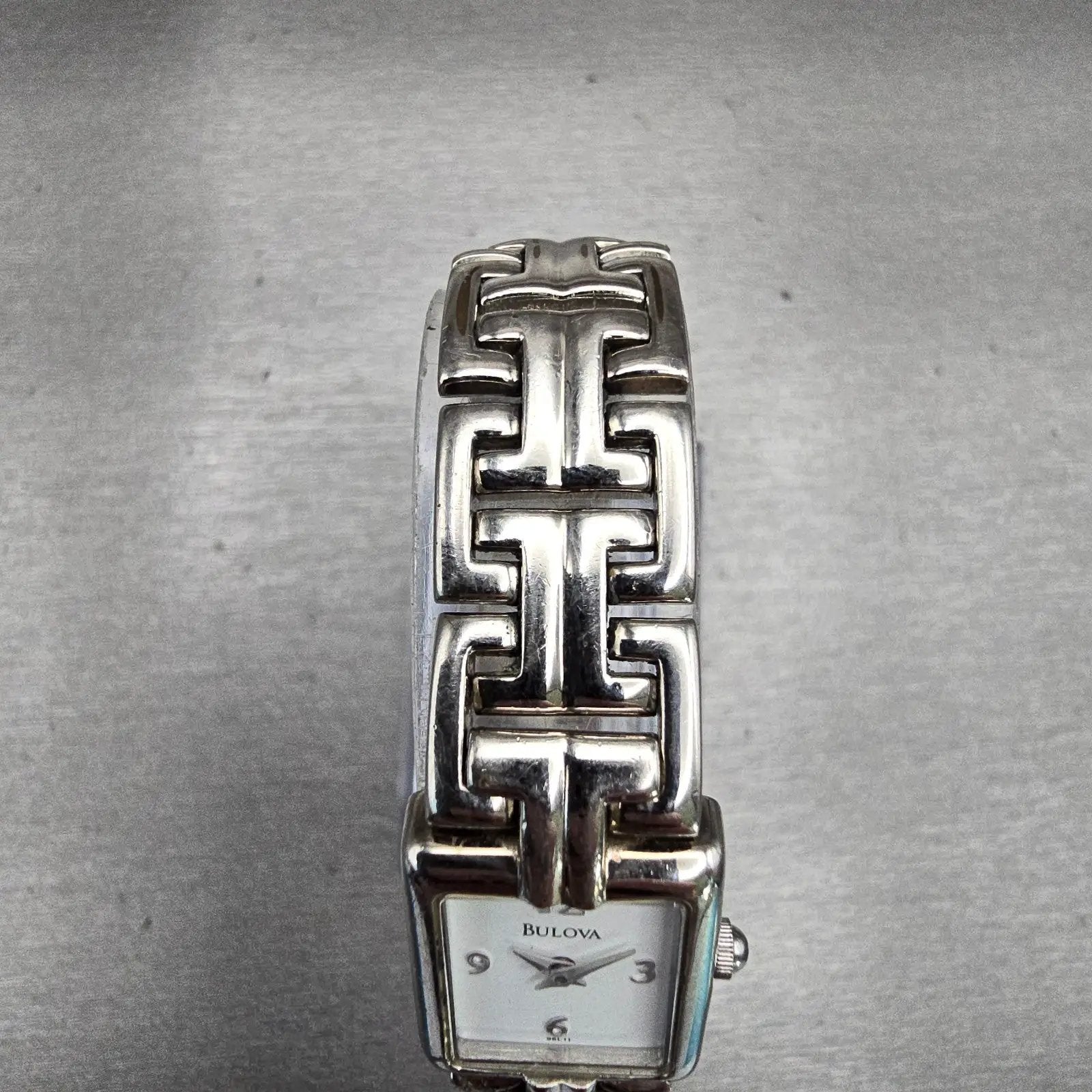 Bulova Watch Women 16mm White Dial Silver Tone Rectangle New Battery Vintage4