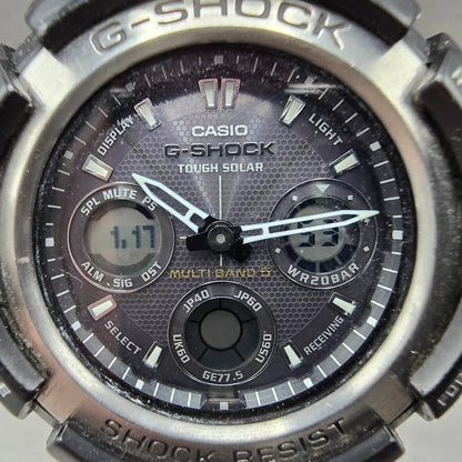 Casio G-Shock AWG-100 Watch Men 47mm Black Silver Alarm Chrono Solar Works JP1