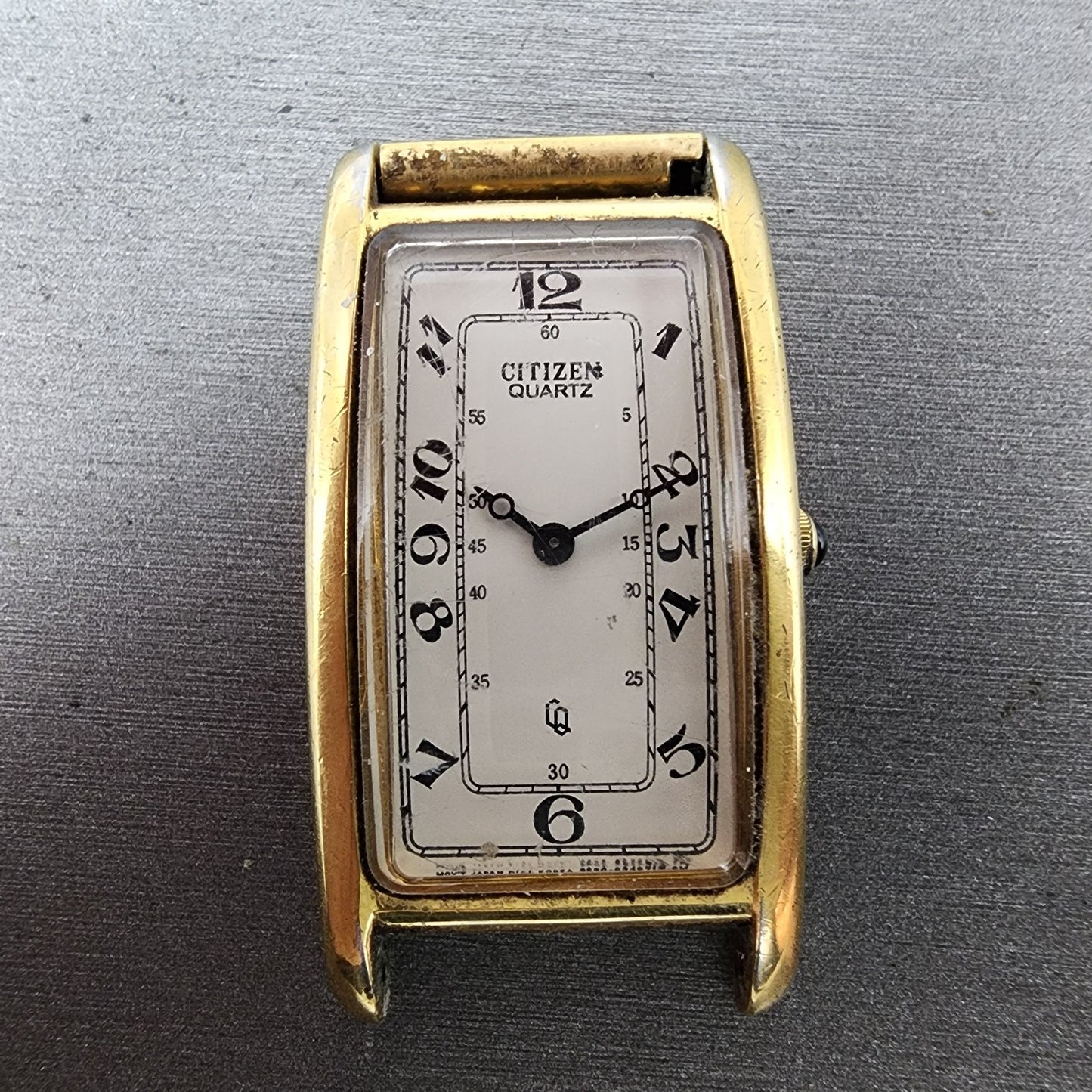 Citizen Tank Watch Men 22mm White Dial Gold Tone Rectangle 3220S07751 PARTS2