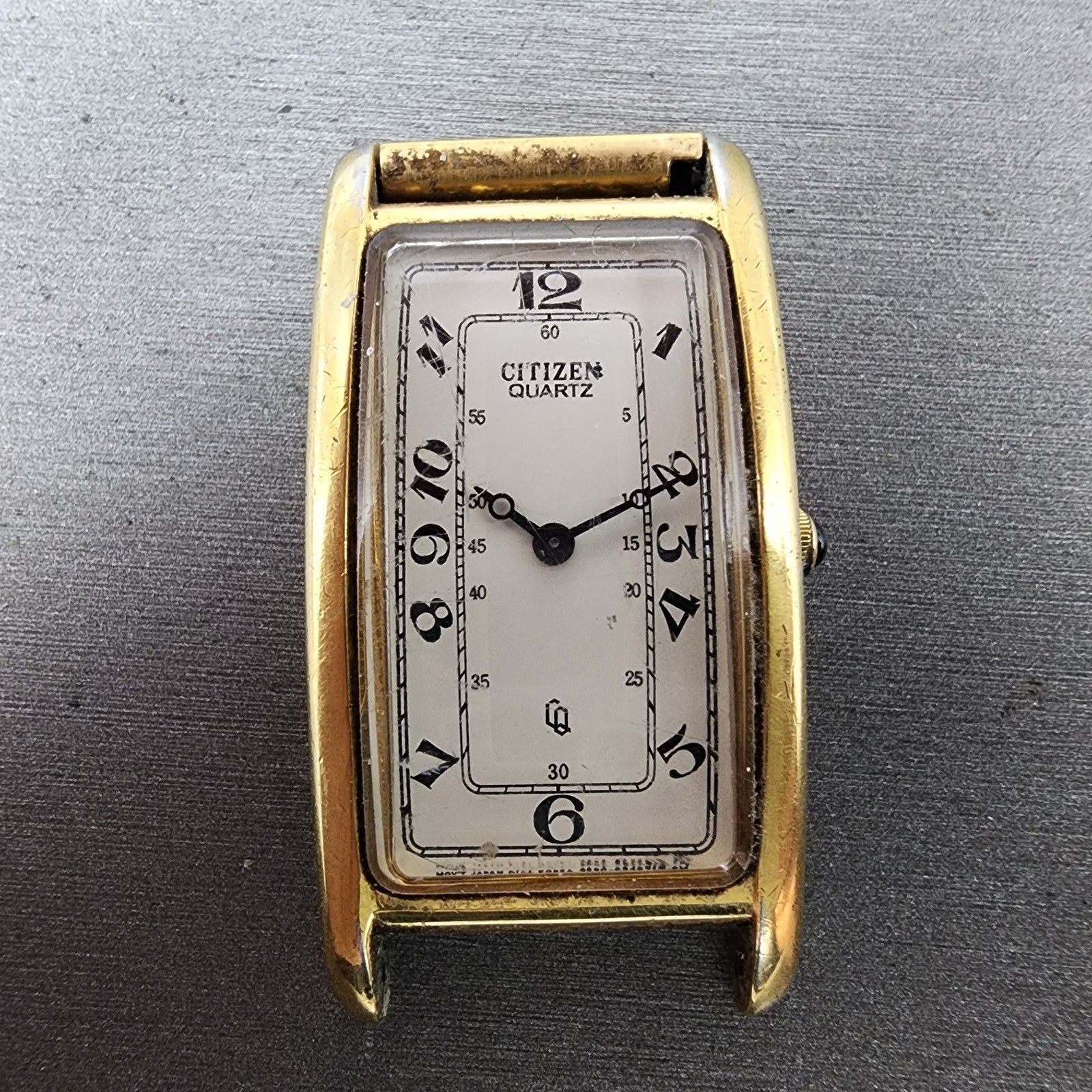 Citizen Tank Watch Men 22mm White Dial Gold Tone Rectangle 3220S07751 PARTS2