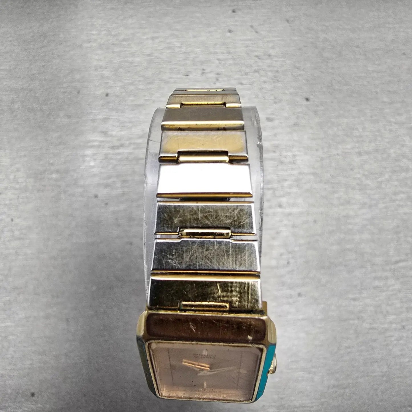 Seiko Watch Women 18mm Gold Dial Gold Tone Rectangle 2C20-6480 New Battery VTG4