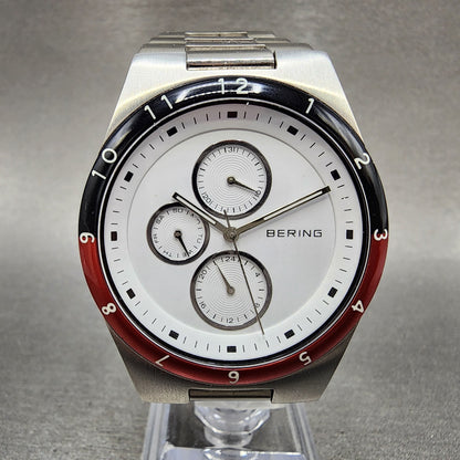 Bering Watch Men 39mm White Dial Silver Tone Coke Bezel Daydate Round New Batt1