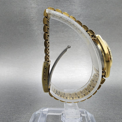 Seiko SQ Watch Women 24mm Gold Dial Gold Tone Daydate Round 3E230A69 New Batt8
