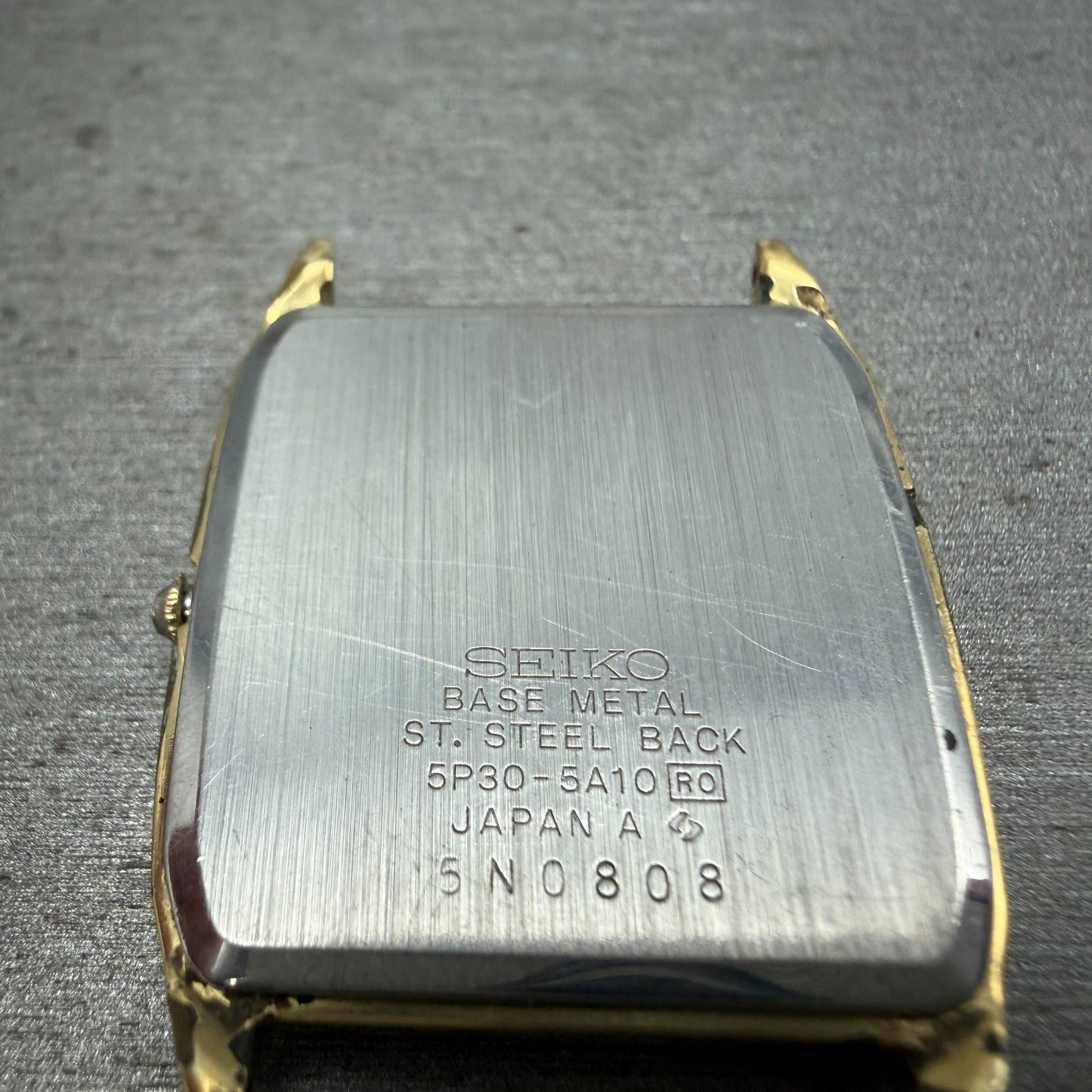 Seiko Watch Men 27mm Champagne Dial Gold Tone Rectangle 5P30-5A10 PARTS Vintage7