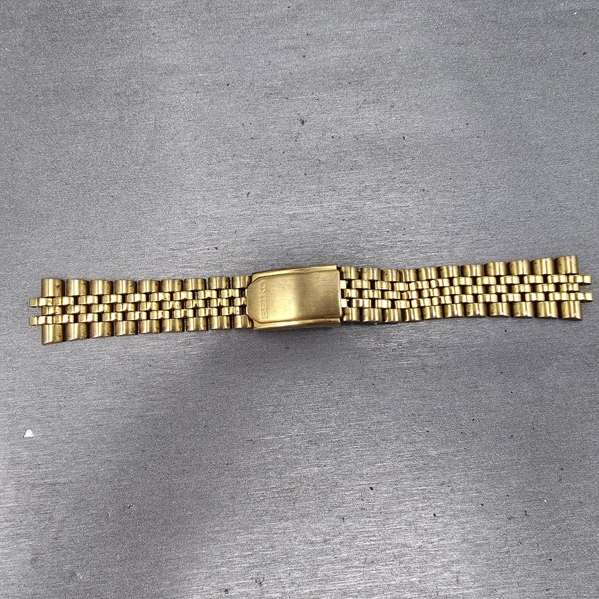 Seiko President Bracelet Stainless Steel Gold Tone Tri Folding Clasp VTG0