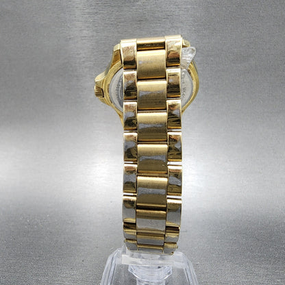 Michael Kors Tatum Watch Women 33mm Gold Dial Gold Tone Round MK6120 New Batt7