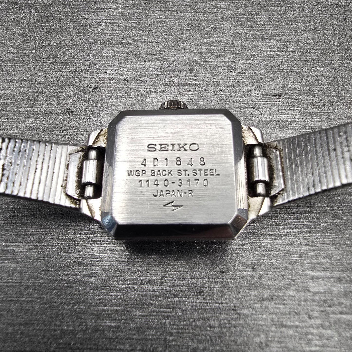 Seiko Special Watch Women 18mm Blue Dial Silver Tone Rectangle 1140-3170 Works10