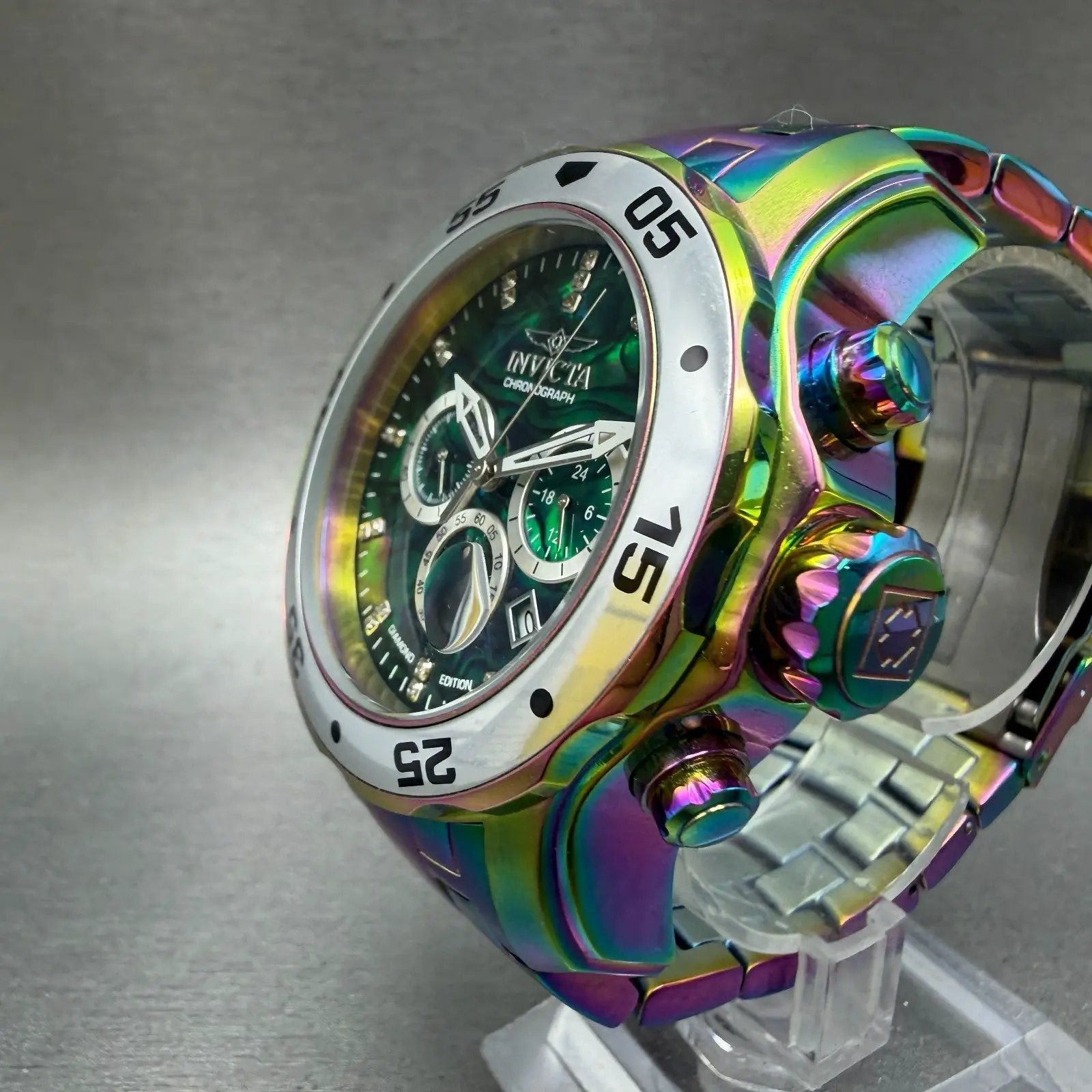 Invicta Pro Diver Chronograph Watch Men 47mm Abalone Dial Iridescent New battery3
