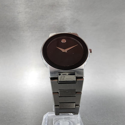Movado Safiro Watch Women 26mm Black Dial Steel Round 0605806 New Battery