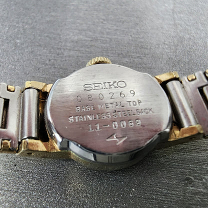 Seiko Watch Women 16mm Gold Dial Gold Tone Manual Round 110069 Runs VTG9