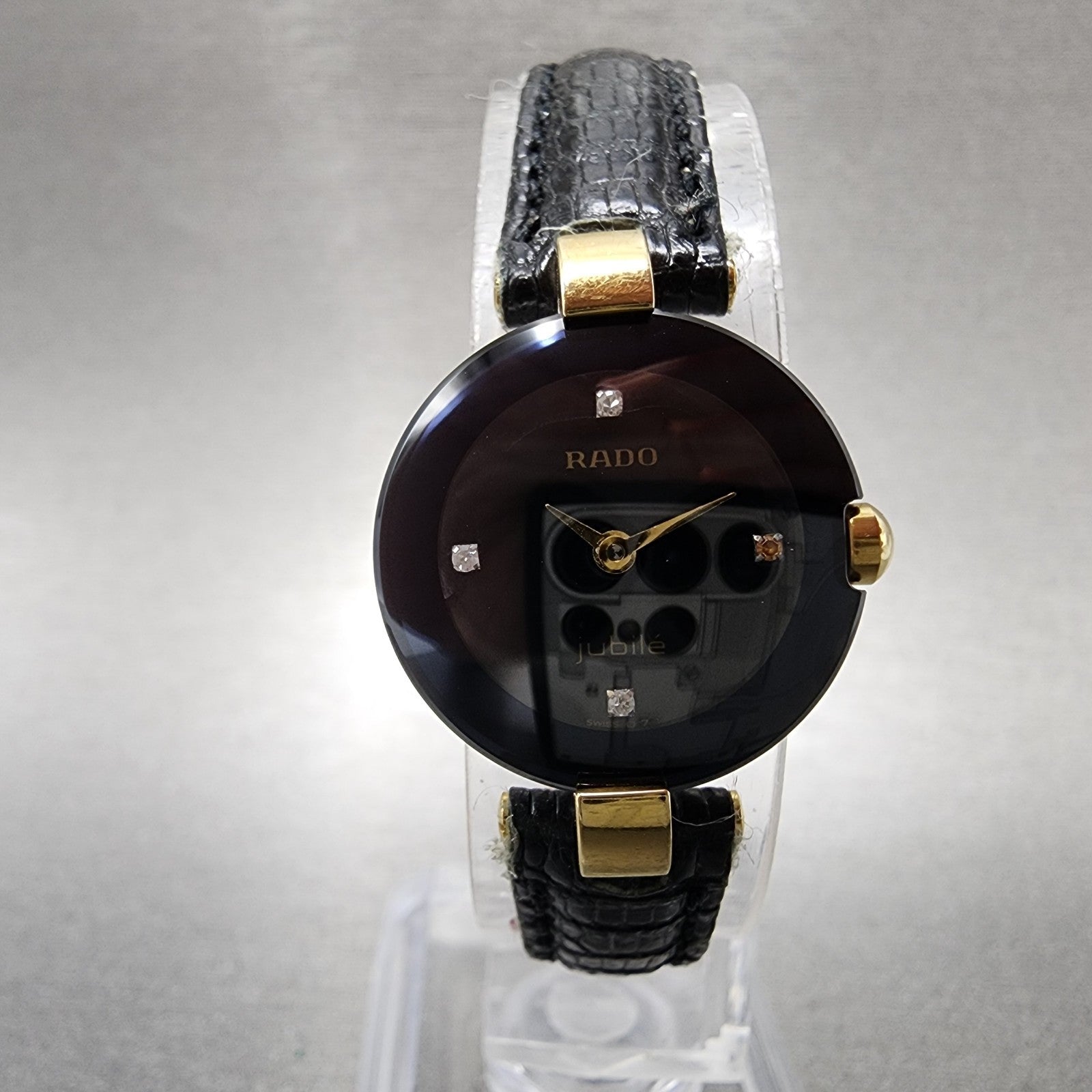 Rado Jubile Watch Women 21mm Black Dial Silver Tone Round 204.3579.4 New Battery0