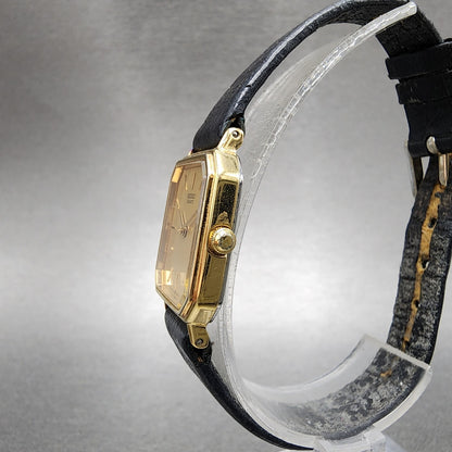 Seiko Watch Women 20mm Champagne Dial Gold Tone Octagon 73215410 New Battery2