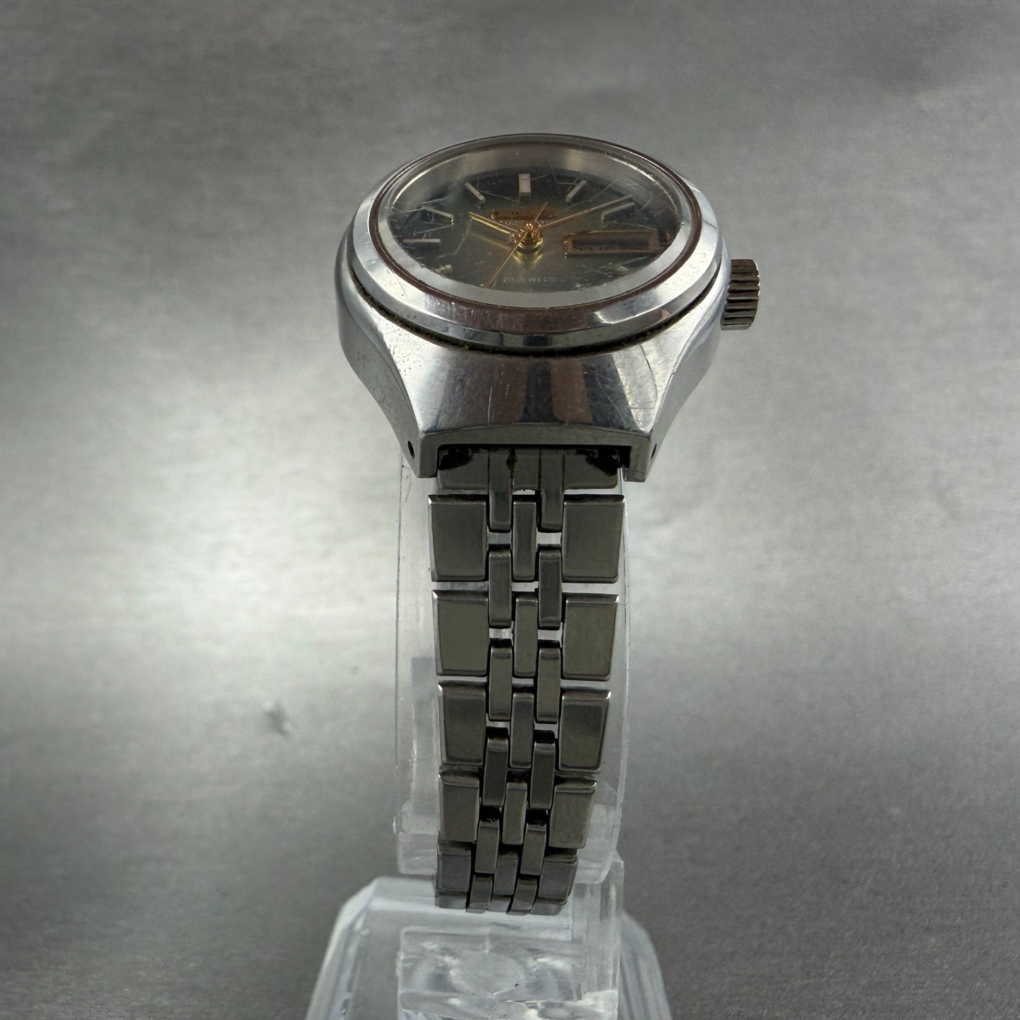 Citizen Automatic Watch Women 26mm Green Dial Steel Daydate Round Runs Vintage 15