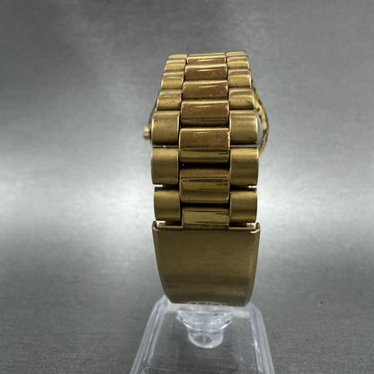 Seiko Watch Men 37mm Black Dial Gold Tone Daydate Round 7N439048 New Battery7