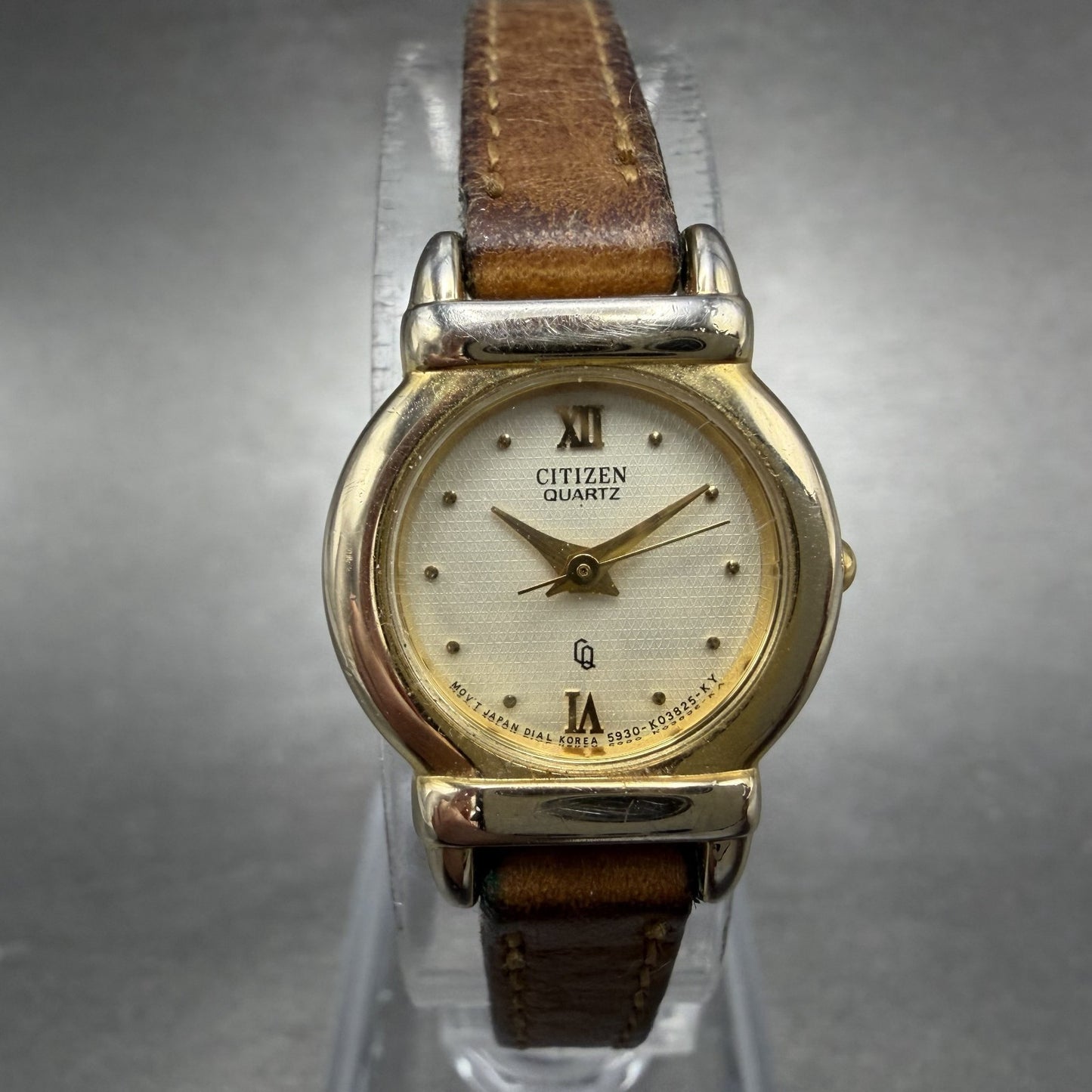 Citizen CQ Watch Women 19mm Champagne Dial Gold Tone Oval 5930-K00845 New Batt0
