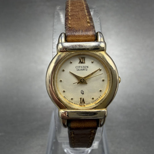 Citizen CQ Watch Women 19mm Champagne Dial Gold Tone Oval 5930-K00845 New Batt0