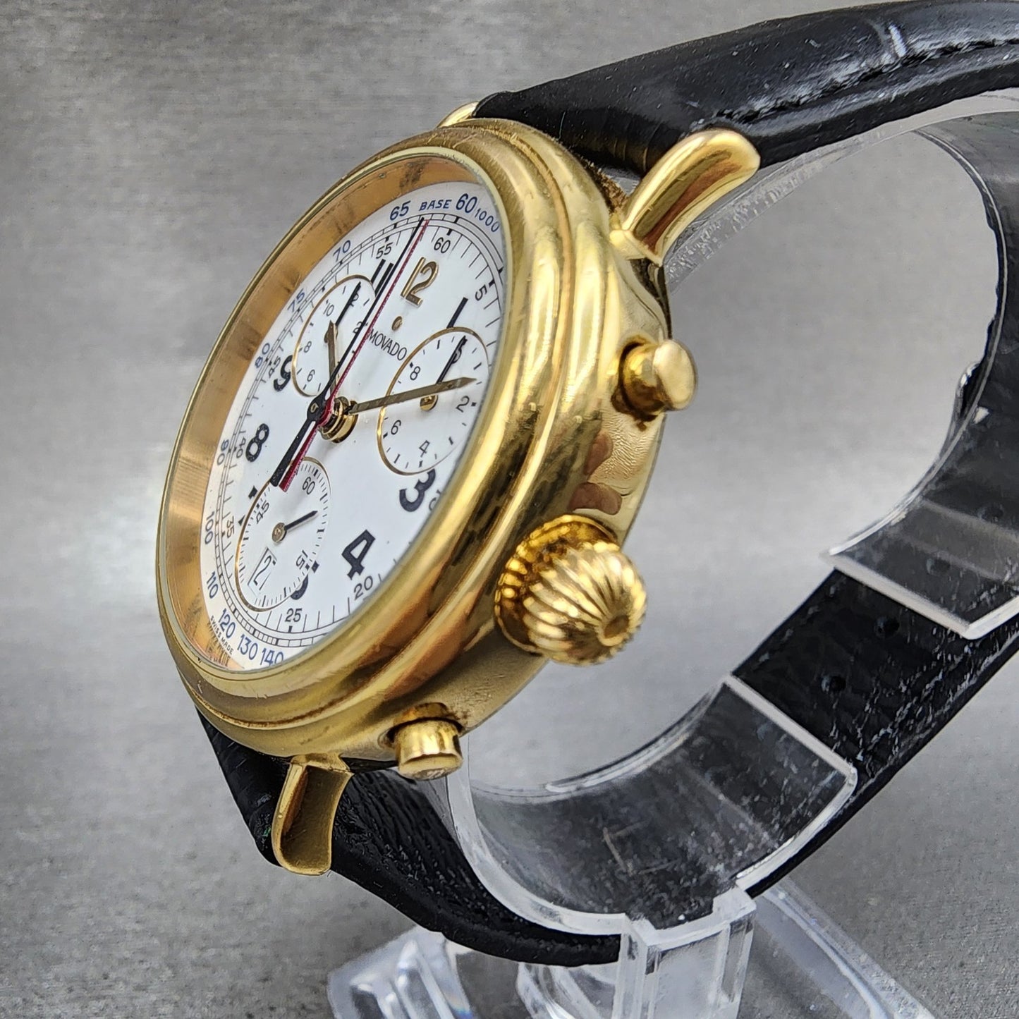 Movado Chronograph Watch Men 38mm White Dial Gold Tone Date 87.A5.860 New Batt2