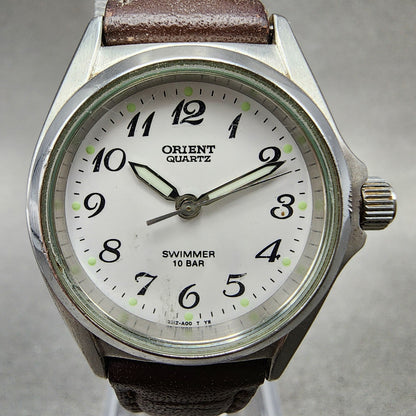 Orient Swimmer Watch Women 27mm White Dial Silver Tone Round New Battery VTG1