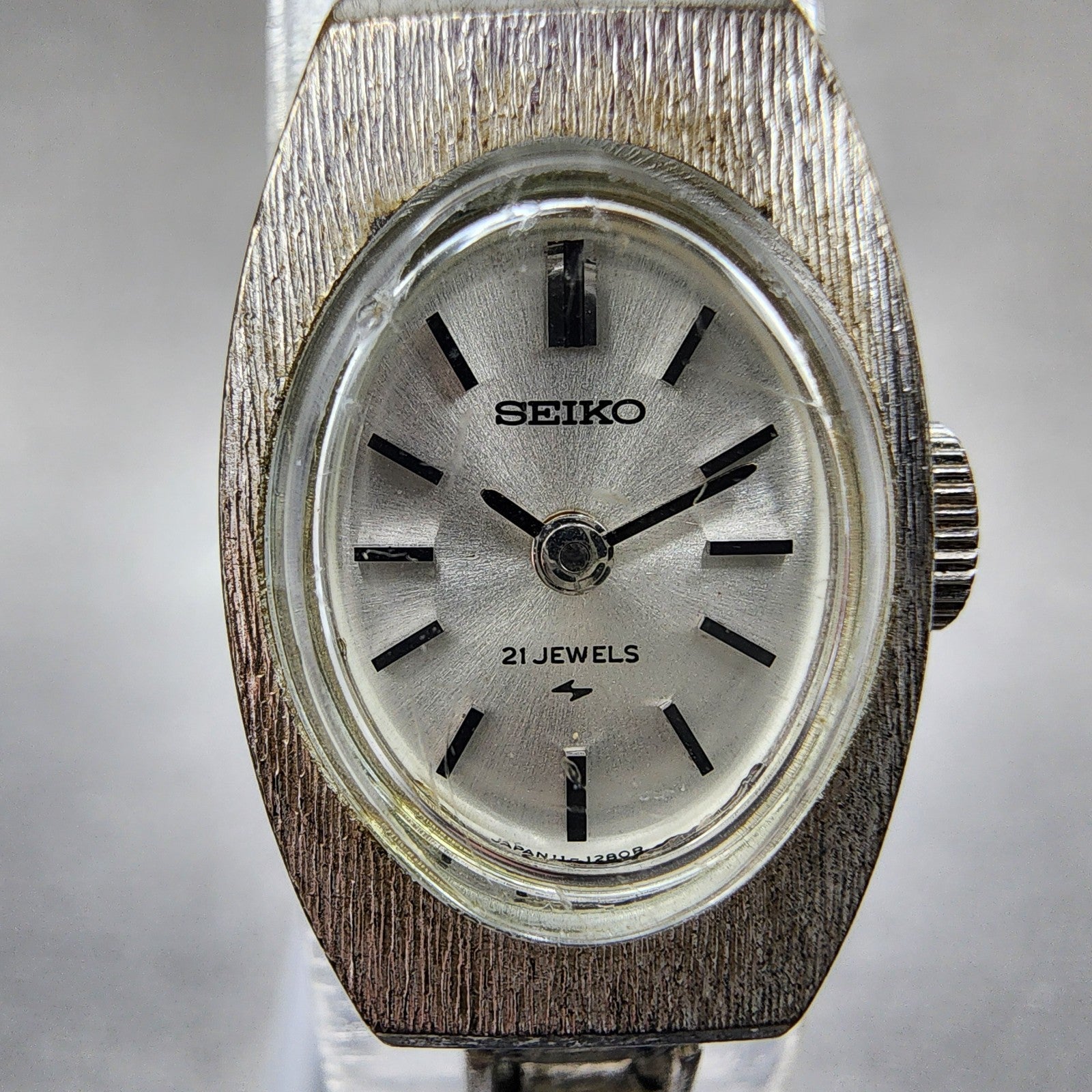 Seiko Watch Women 15mm Silver Dial Silver Tone Manual Rectangle 117490 Runs1