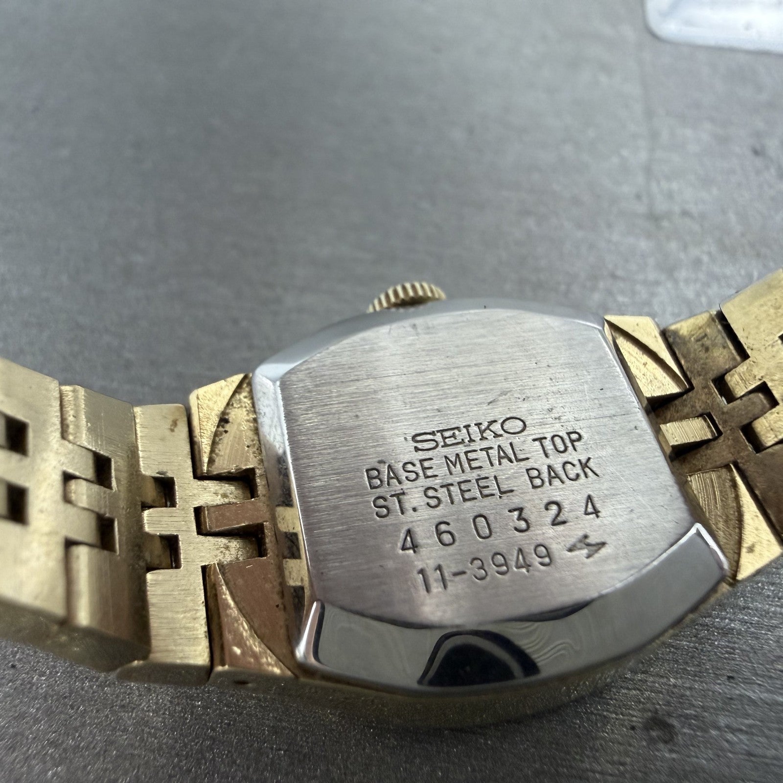 Seiko Watch Women 19mm Brown Dial Gold Tone Rectangle Manual Wind Runs 11-3949 I9
