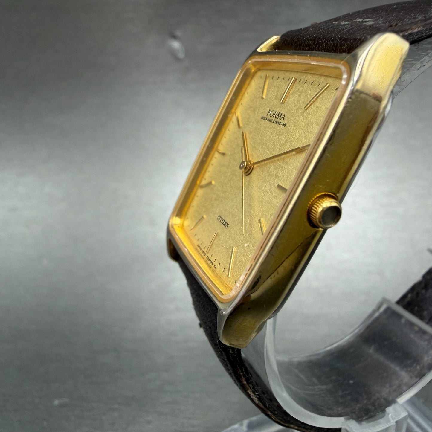 Citizen Forma Tank Watch Men 27mm Gold Dial Gold Tone Rectangle 2833-268961 PART3